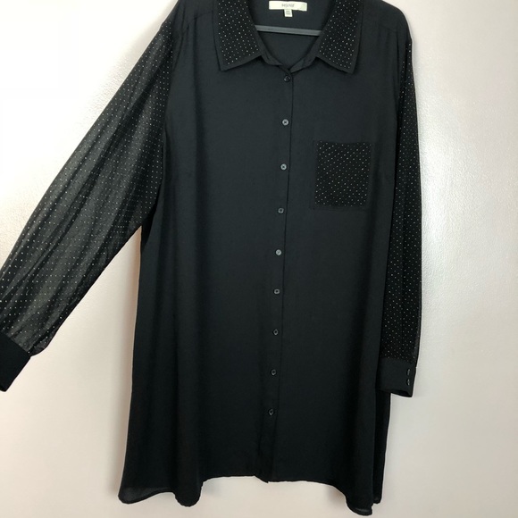 Sejour | Button Down Blouse w/ Gold Dots - Picture 2 of 6